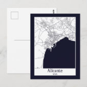 Alicante Spanje Stadsplattegrond Briefkaart (Voorkant / Achterkant)