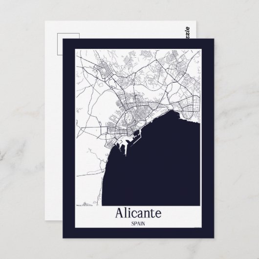 Alicante Spanje Stadsplattegrond Briefkaart (Voorkant / Achterkant)