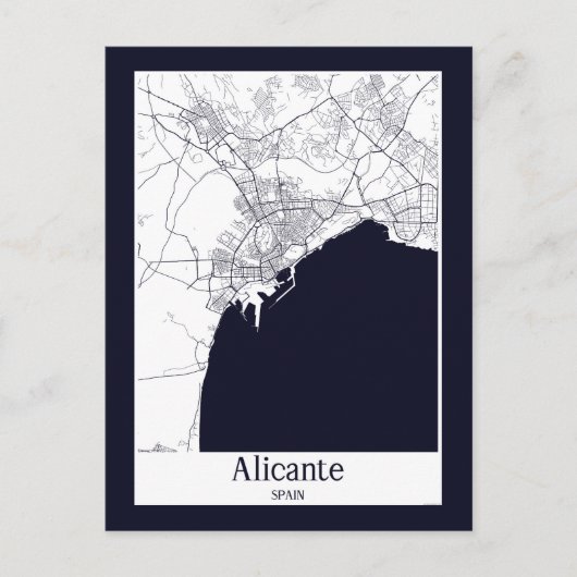 Alicante Spanje Stadsplattegrond Briefkaart (Voorkant)