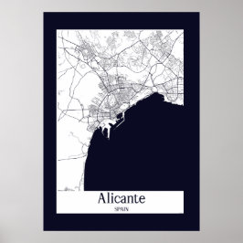 Alicante Spanje Stadsplattegrond Poster