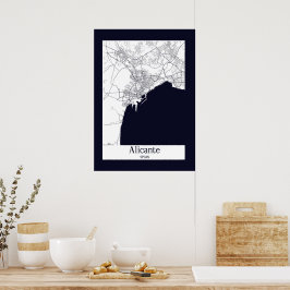 Alicante Spanje Stadsplattegrond Poster