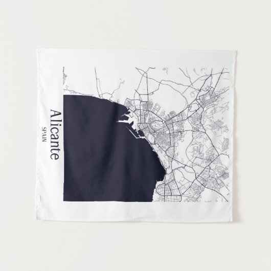 Alicante Spanje Stadsplattegrond Wandkleed (Voorkant (horizontaal))