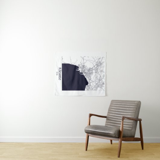 Alicante Spanje Stadsplattegrond Wandkleed (In Situ (horizontaal))