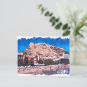 Alicante Spanje Strand Uitzicht Reizen Briefkaart (Staand voorkant)