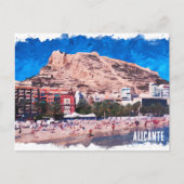 Alicante Spanje Strand Uitzicht Reizen Briefkaart (Voorkant)