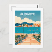Alicante Spanje Strand Uitzicht Reizen Briefkaart (Voorkant / Achterkant)