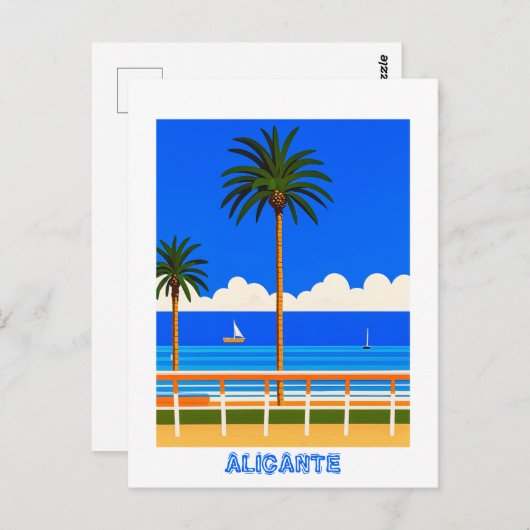 Alicante Spanje Strand Uitzicht Reizen Briefkaart (Voorkant / Achterkant)