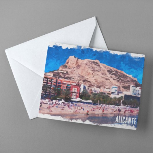 Alicante Spanje Strand Uitzicht Reizen Briefkaart
