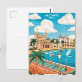 Alicante Spanje Travel Briefkaart Art (Voorkant / Achterkant)