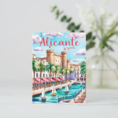 Alicante Spanje Travel Briefkaart Art (Staand voorkant)