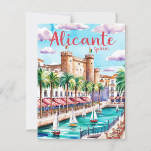 Alicante Spanje Travel Briefkaart Art