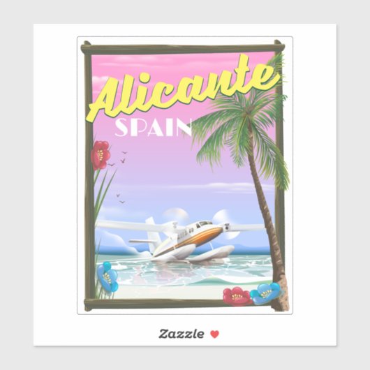Alicante Spanje vintage stijl reisposter Sticker (Vel)