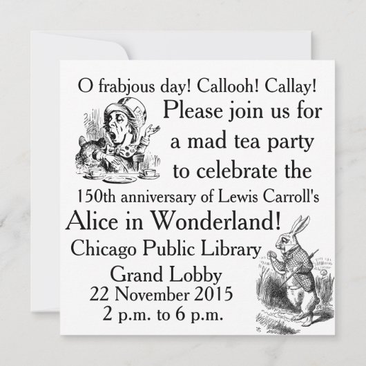 Alice150 Alice in Wonderland 150ste Jubileum Kaart (Achterkant)