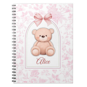 Alice Aangepaste Roze Teddybeer Nursery Design Notitieboek