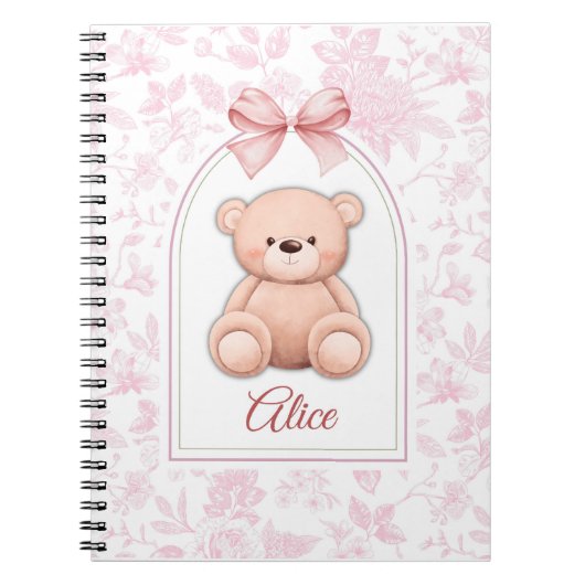 Alice | Aangepaste Roze Teddybeer Nursery Design Notitieboek (Voorkant)