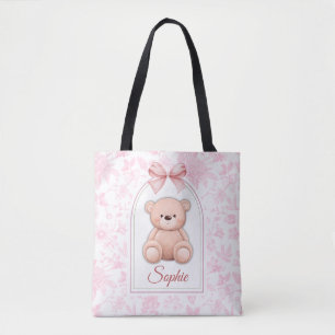 Alice Aangepaste Roze Teddybeer Nursery Design Tote Bag