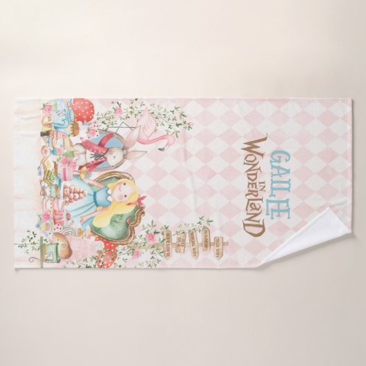 Alice Adventures in Woderland Verjaardags Tea Part Badhanddoek (Badhanddoek)