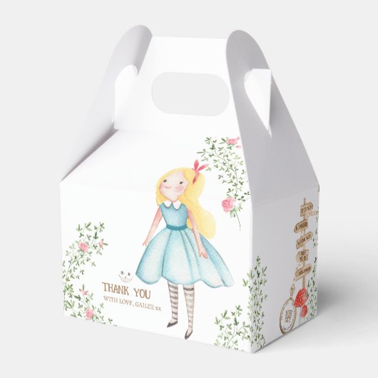 Alice Adventures in Woderland Verjaardags Tea Part Bedankdoosjes (Achterkant)