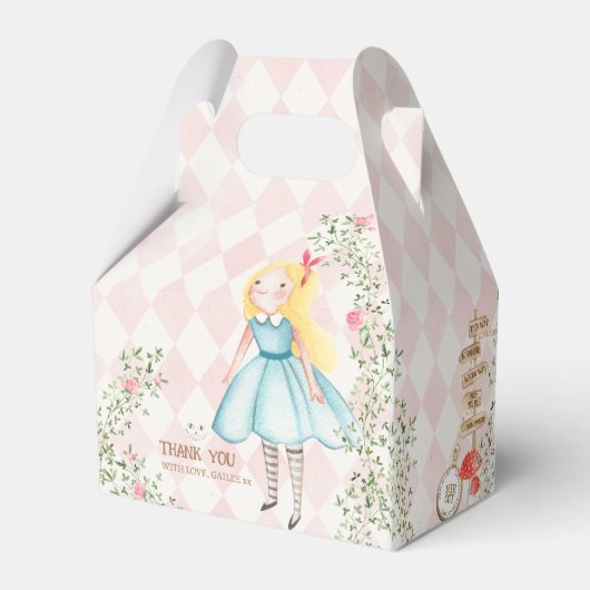 Alice Adventures in Woderland Verjaardags Tea Part Bedankdoosjes (Achterkant)
