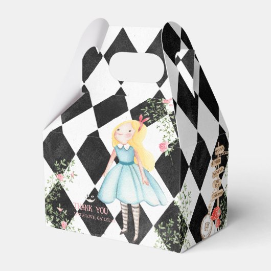 Alice Adventures in Woderland Verjaardags Tea Part Bedankdoosjes (Achterkant)