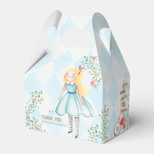 Alice Adventures in Woderland Verjaardags Tea Part Bedankdoosjes (Achterkant)