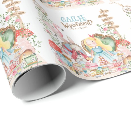 Alice Adventures in Woderland Verjaardags Tea Part Cadeaupapier (Rol Hoek)