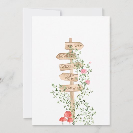 Alice Adventures in Woderland Verjaardags Tea Part Kaart (Achterkant)