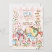 Alice Adventures in Woderland Verjaardags Tea Part Kaart (Voorkant)