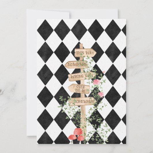 Alice Adventures in Woderland Verjaardags Tea Part Kaart (Achterkant)