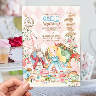 Alice Adventures in Woderland Verjaardags Tea Part Kaart