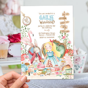 Alice Adventures in Woderland Verjaardags Tea Part Kaart