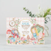 Alice Adventures in Woderland Verjaardags Tea Part Kaart (Staand voorkant)