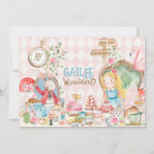 Alice Adventures in Woderland Verjaardags Tea Part Kaart (Achterkant)