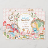 Alice Adventures in Woderland Verjaardags Tea Part Kaart (Voorkant / Achterkant)