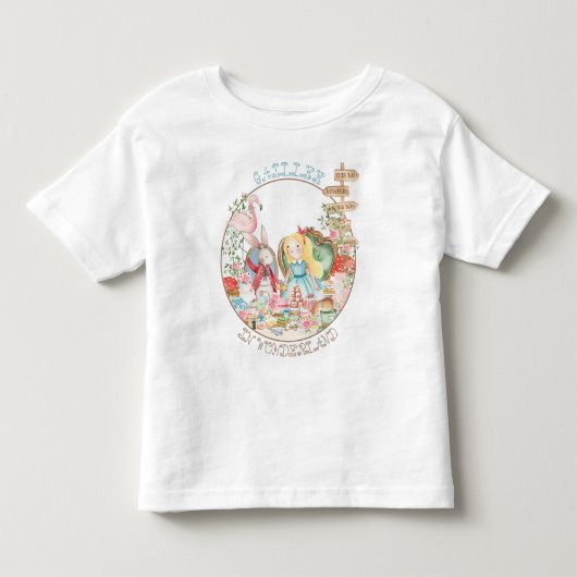 Alice Adventures in Woderland Verjaardags Tea Part Kinder Shirts (Voorkant)