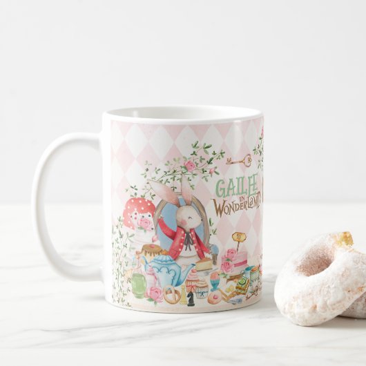 Alice Adventures in Woderland Verjaardags Tea Part Koffiemok (Met donut)