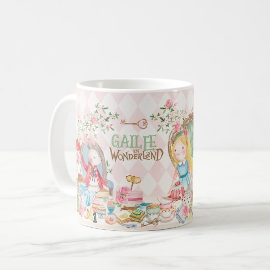 Alice Adventures in Woderland Verjaardags Tea Part Koffiemok (Voorkant links)