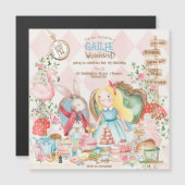 Alice Adventures in Woderland Verjaardags Tea Part Magnetische Uitnodiging (Voorkant / Achterkant)