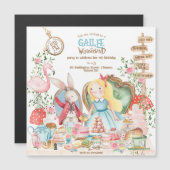 Alice Adventures in Woderland Verjaardags Tea Part Magnetische Uitnodiging (Voorkant / Achterkant)