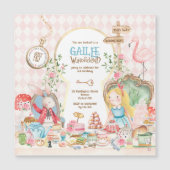 Alice Adventures in Woderland Verjaardags Tea Part Magnetische Uitnodiging (Voorkant)