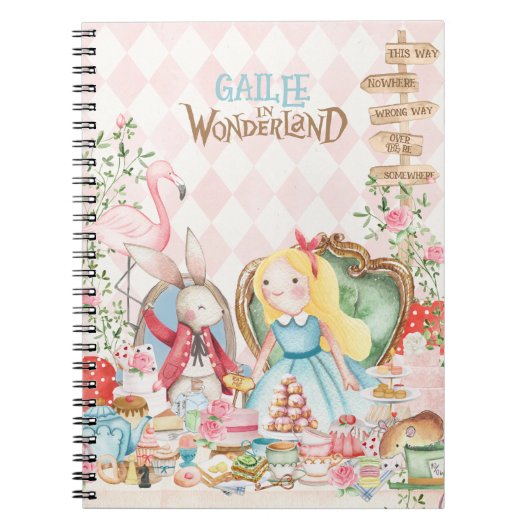 Alice Adventures in Woderland Verjaardags Tea Part Notitieboek (Voorkant)