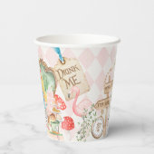 Alice Adventures in Woderland Verjaardags Tea Part Papieren Bekers (Achterkant)