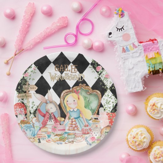 Alice Adventures in Woderland Verjaardags Tea Part Papieren Bordje (Feest)