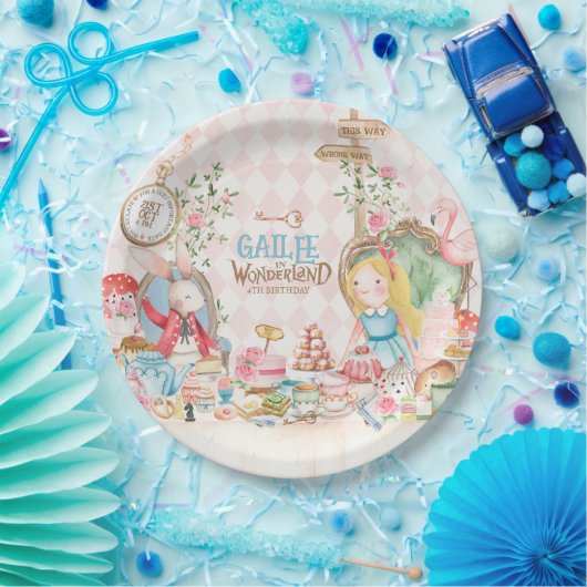 Alice Adventures in Woderland Verjaardags Tea Part Papieren Bordje (Feest)