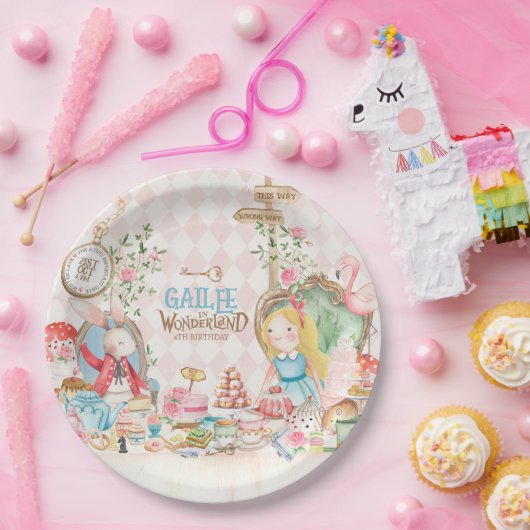 Alice Adventures in Woderland Verjaardags Tea Part Papieren Bordje (Feest)