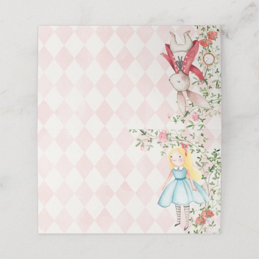 Alice Adventures in Woderland Verjaardags Tea Part Plaatskaartje (Buitenkant ongevouwen)