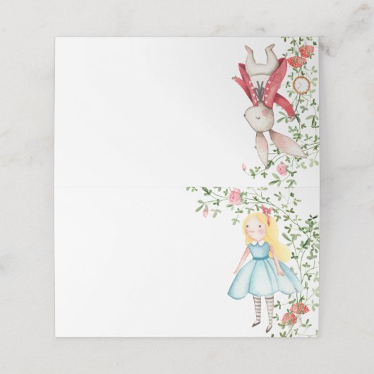 Alice Adventures in Woderland Verjaardags Tea Part Plaatskaartje (Buitenkant ongevouwen)