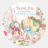 Alice Adventures in Woderland Verjaardags Tea Part Ronde Sticker (Voorkant)