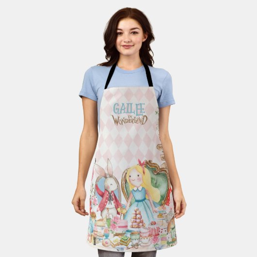 Alice Adventures in Woderland Verjaardags Tea Part Schort (Gedragen)