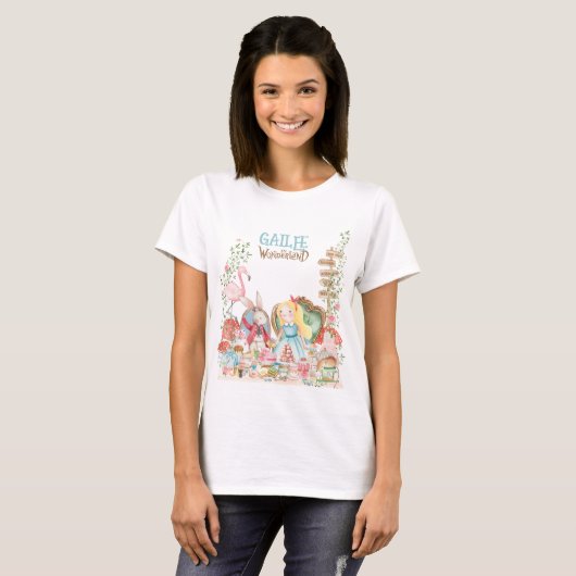 Alice Adventures in Woderland Verjaardags Tea Part T-shirt (Voorkant volledig)